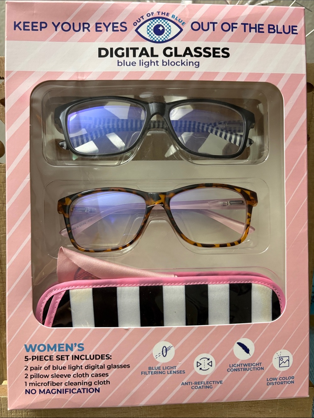 Women's Blue Light Blocking Digital Glasses - Black & Tortoiseshell (2-Pack)